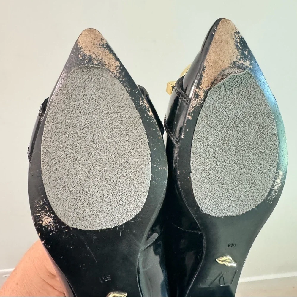 Diane Von Furstenberg‎ Black Patent Leather Pointed Toe Flats 8M